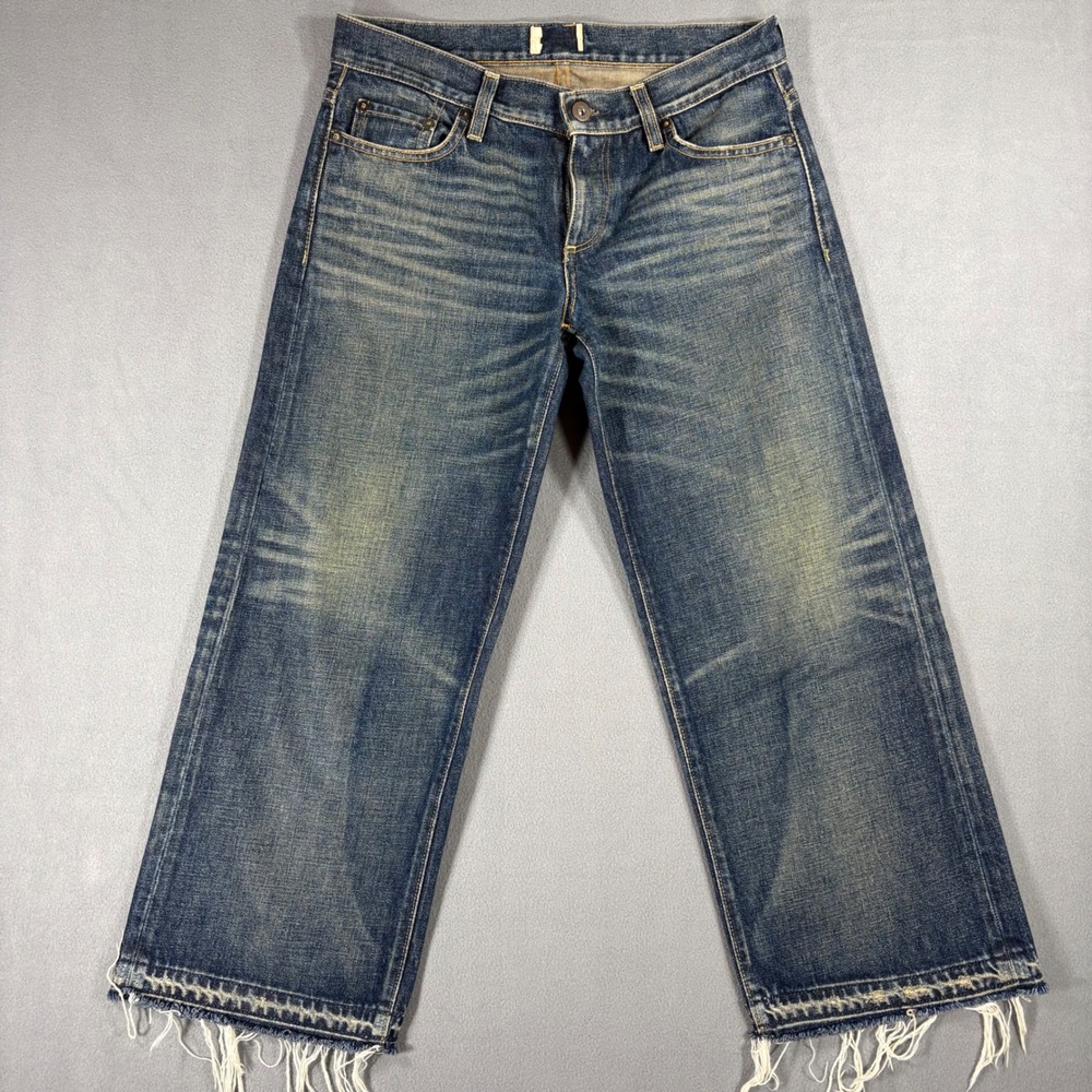 Simon Miller Parker W005 Crop Jeans Mens 26 Blue Excellent Distressed Raw Hem